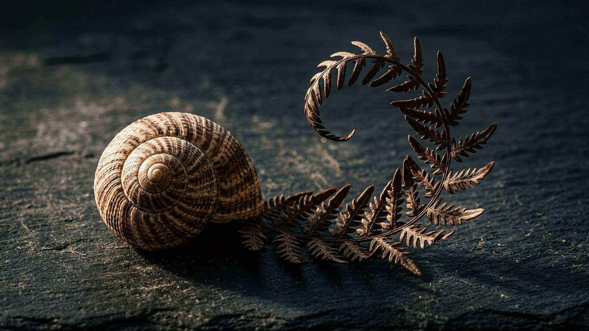 La même courbe, dans une coquille et dans une fronde : les mathématiques décrivent également l’inerte et le vivant.