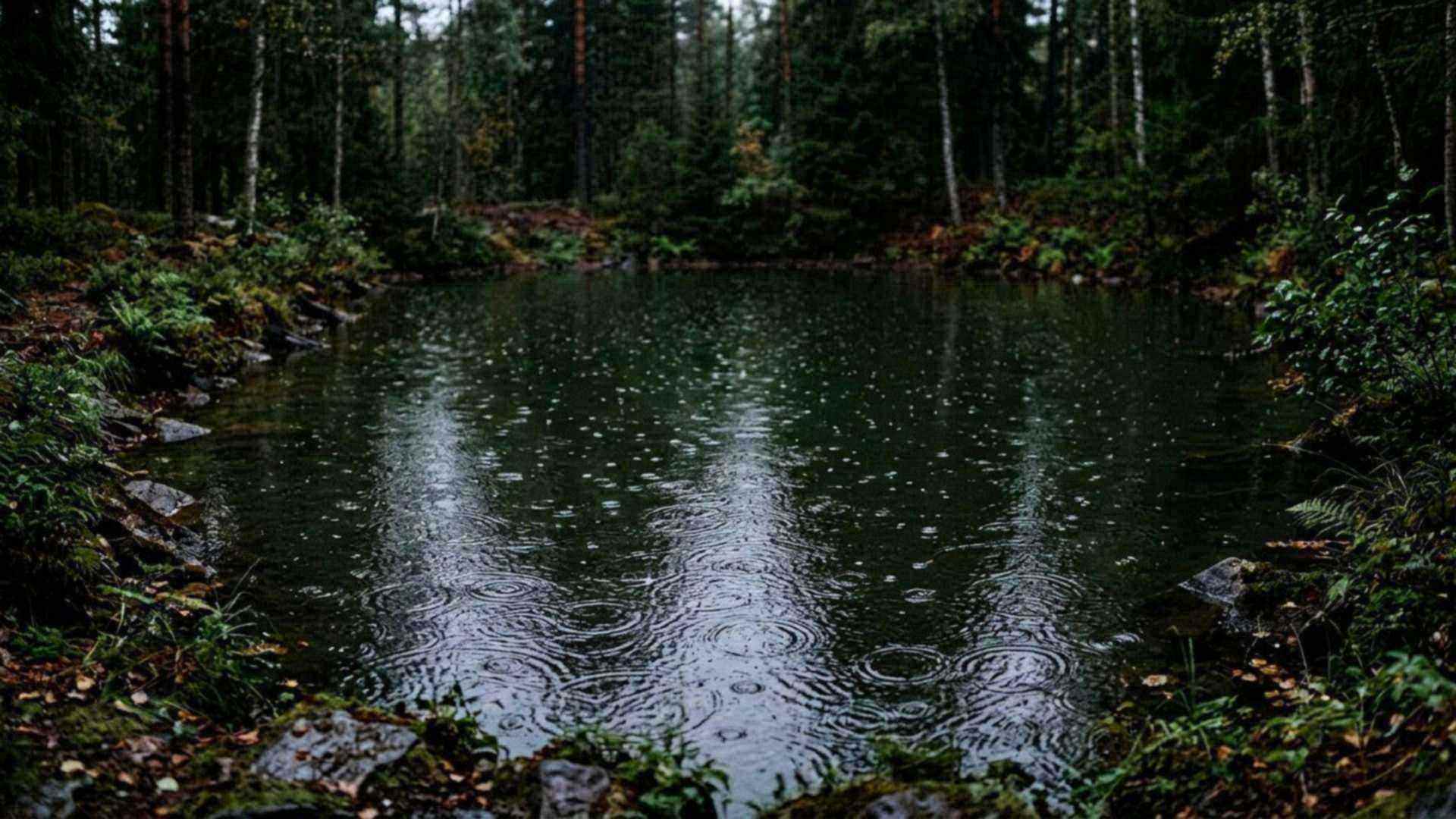 La pluie sur un étang : chaque goutte relance un cycle qui tourne depuis l’origine.