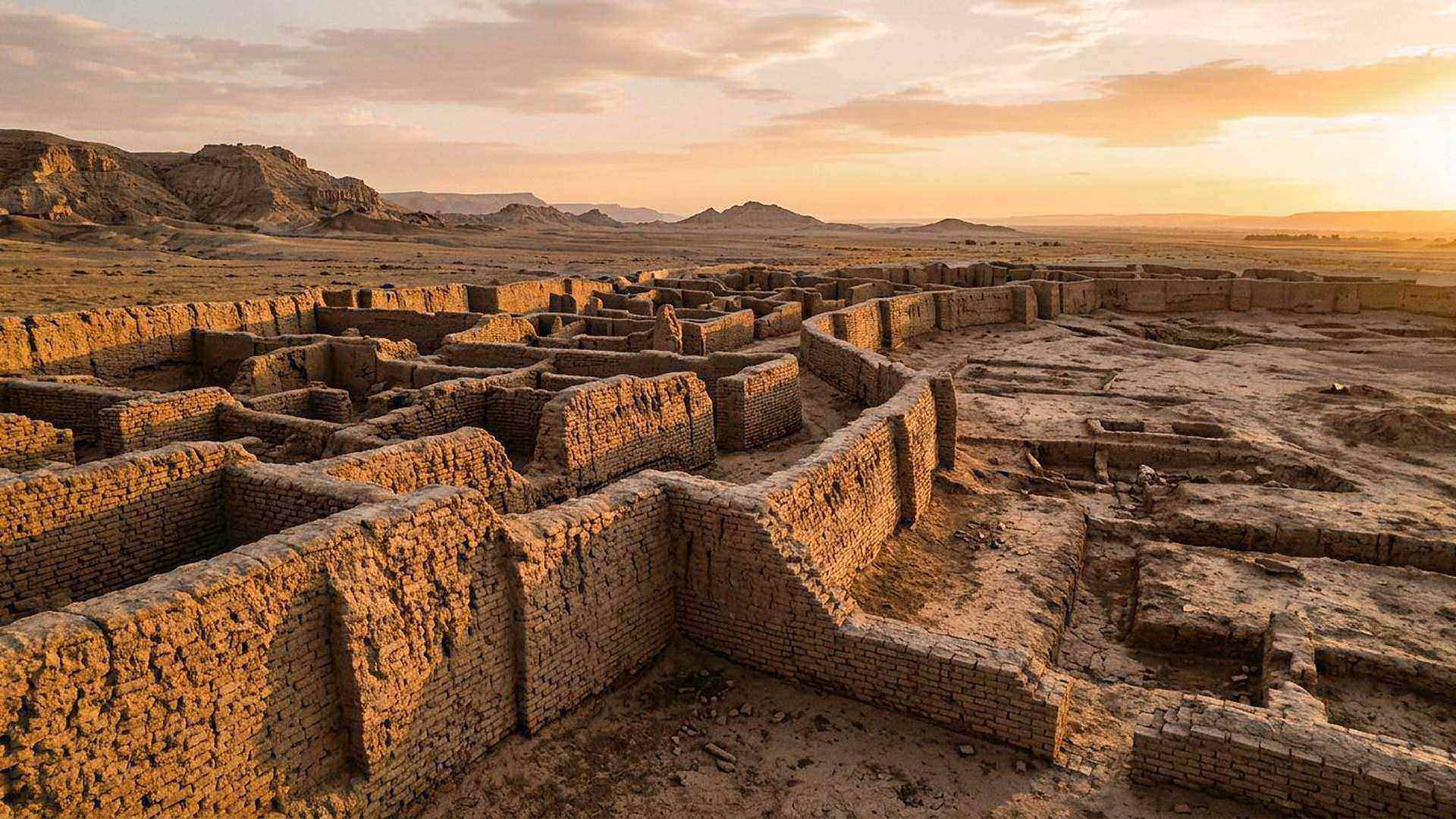 Les murs de brique crue d’une ville ensevelie, dégagés couche par couche : l’archéologie date, elle ne croit pas.