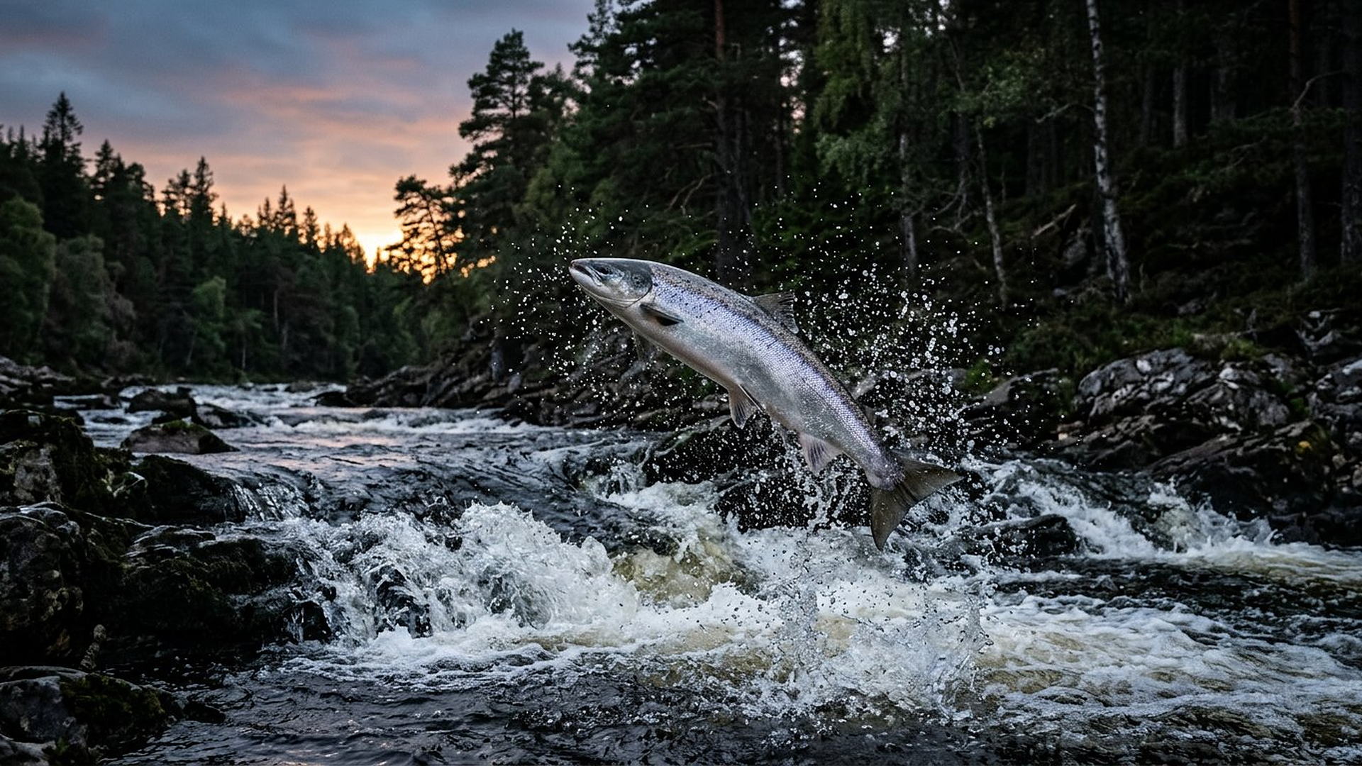 La nage du saumon — Salmo salar